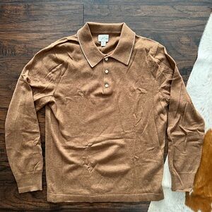 J. Crew Tan Long Sleeve Knit Polo